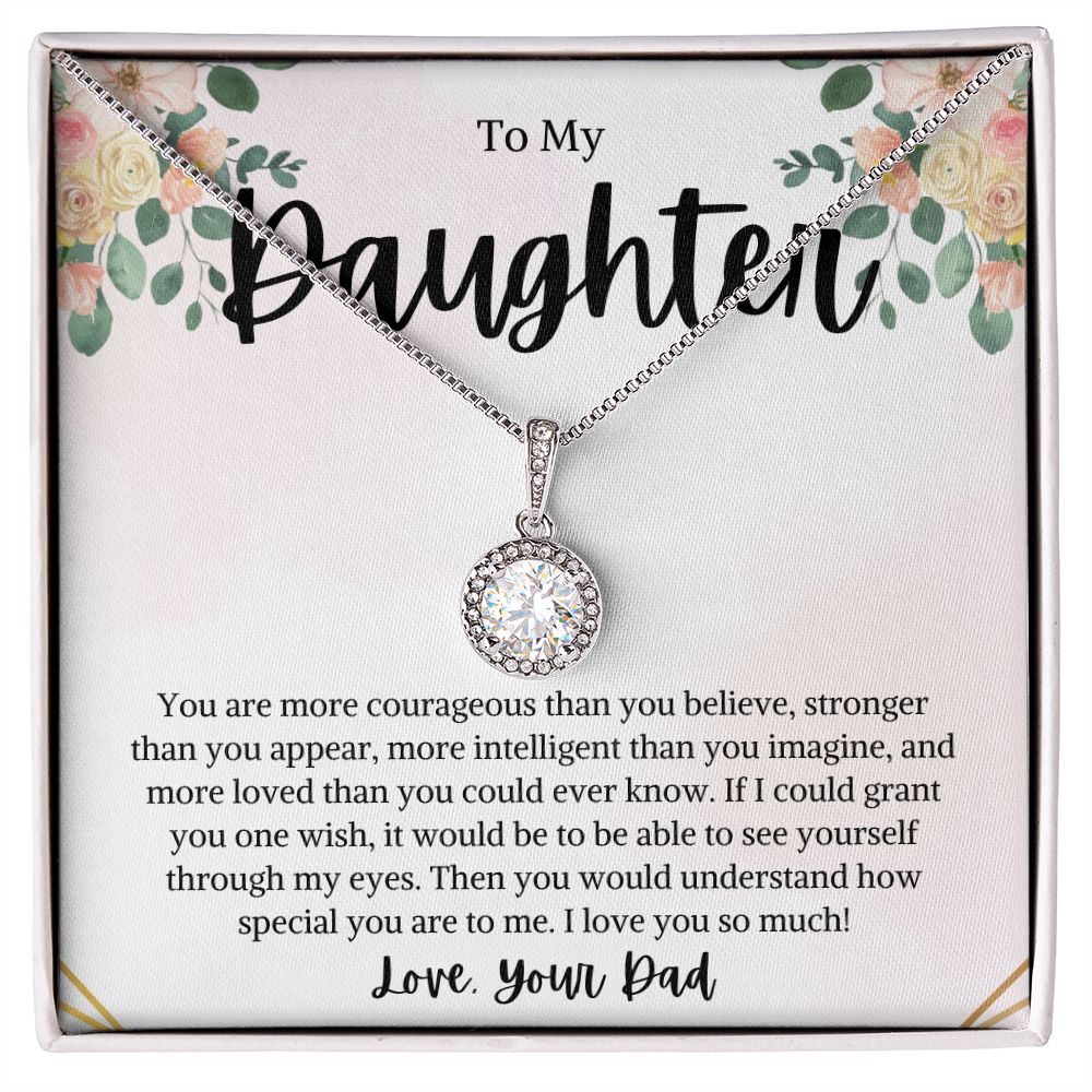 To My Daughter.... From Dad - Eternal Hope Necklace on Floral Message Card