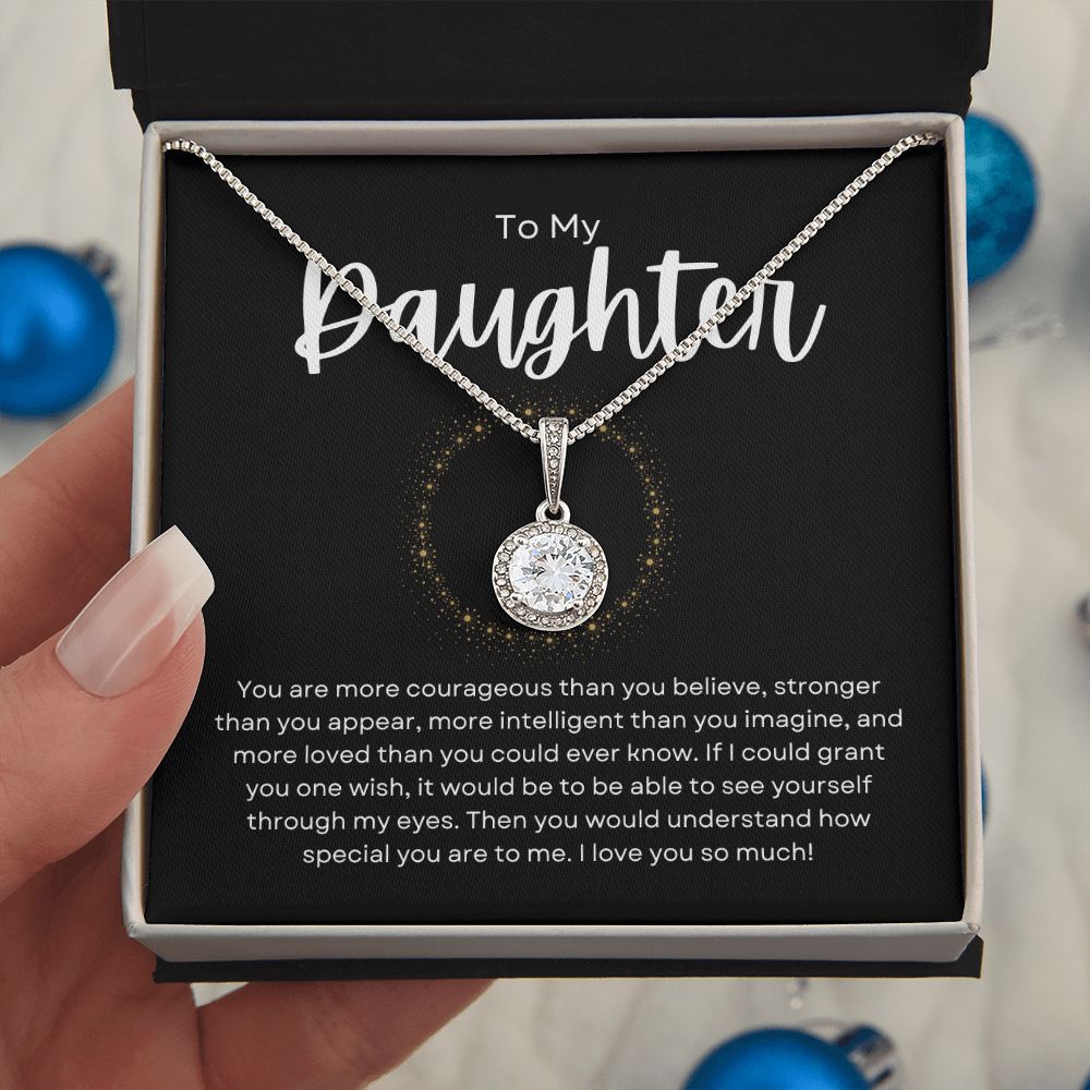 To My Daughter.... From Dad - Eternal Hope Necklace on Black Message Card