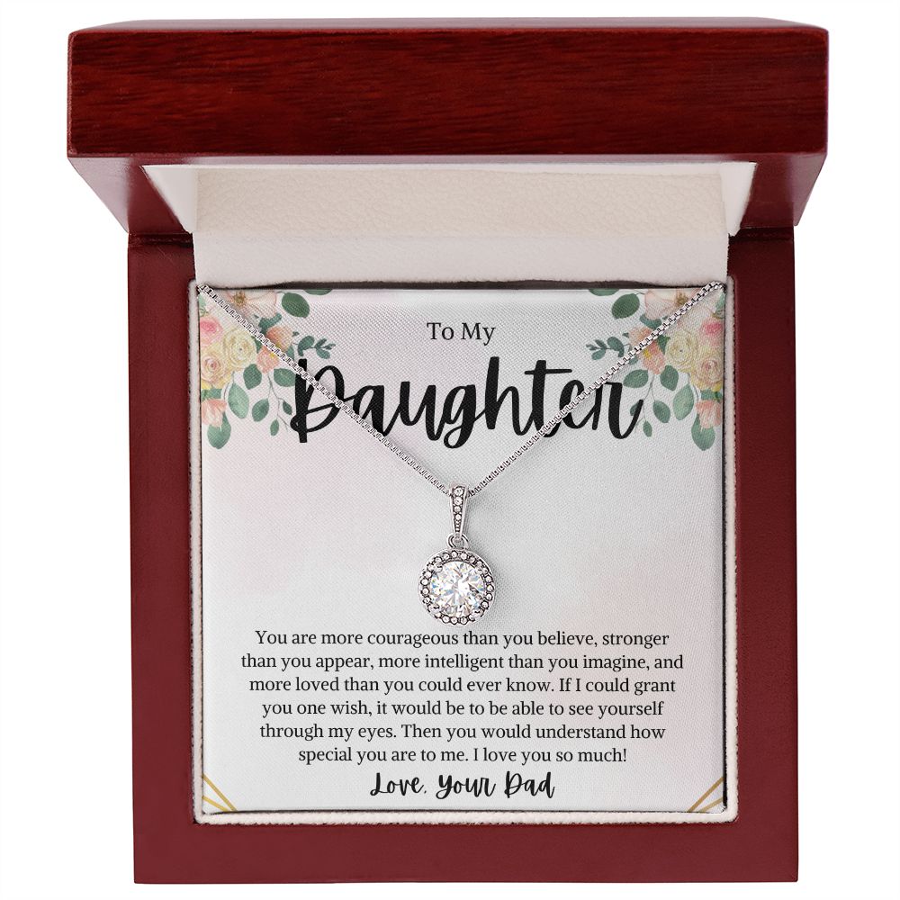 To My Daughter.... From Dad - Eternal Hope Necklace on Floral Message Card